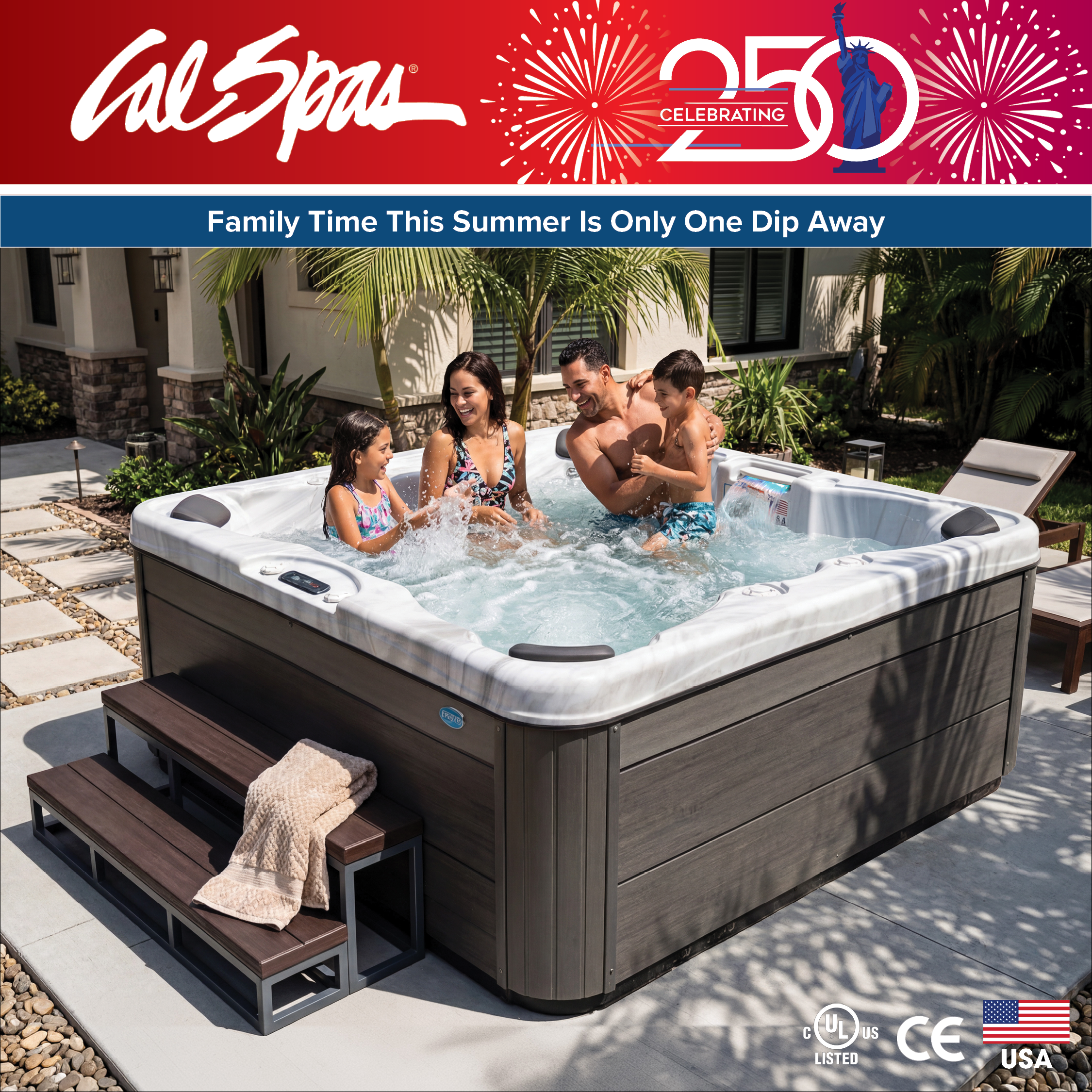 Calspas hot tub being used in a family setting - Topeka